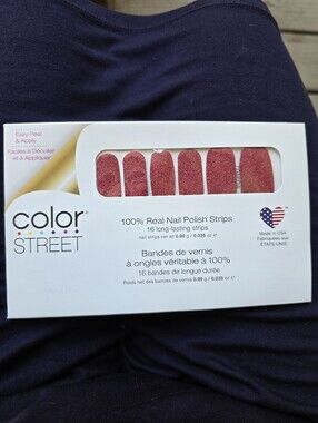 Color Street Sparkling Red Glitter Nail Polish Strips - 16 Strips